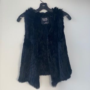525 America 100% Real Rabbit Fur Vest in Black. Size Small